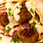 lamb meatballs pita with tahini